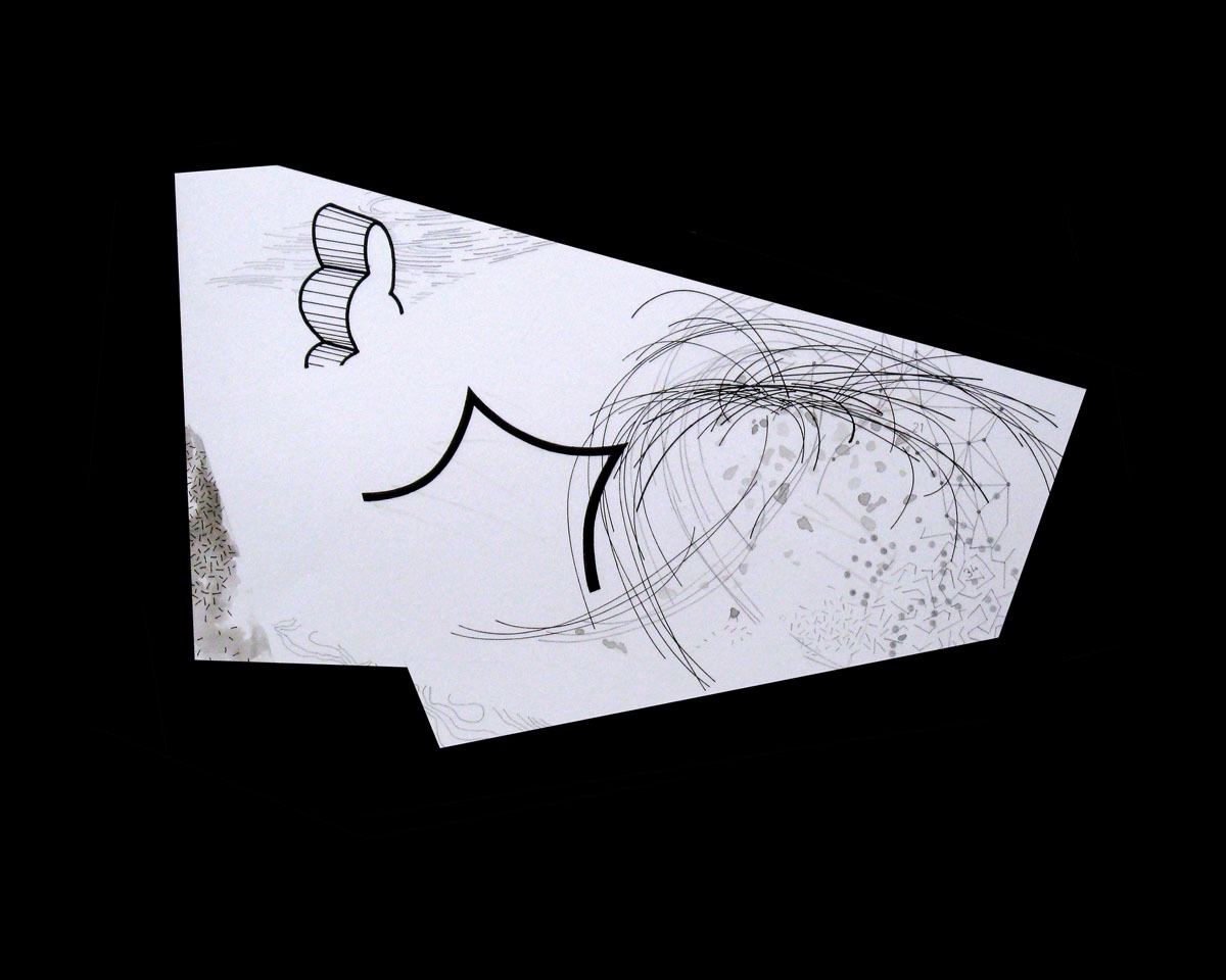 Hither and Thither 1.4, 2014, mixed media on shaped paper, 13.5" x 21" by Robert Green. ©