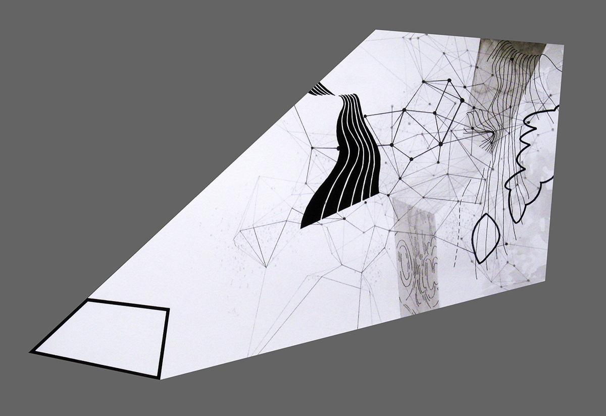 Hither and Thither 2.1, 2014, mixed media on shaped paper, 16.75" x 25" by Robert Green. ©