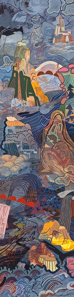 Deluge No. 1, 2020, acrylic on paper, 48" x 12" by Robert Green. ©