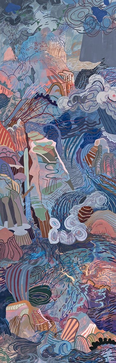 Deluge No. 2, 2020, acrylic on paper, 50" x 16" by Robert Green. ©