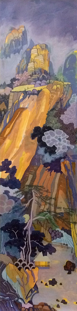 Landscape After Monk Jie, 2018, acrylic on paper, 48" x 10.75" by Robert Green. ©